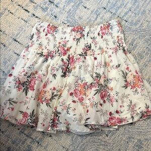 Karlie White Cream Skater Mini Skirt Smocked Tiered